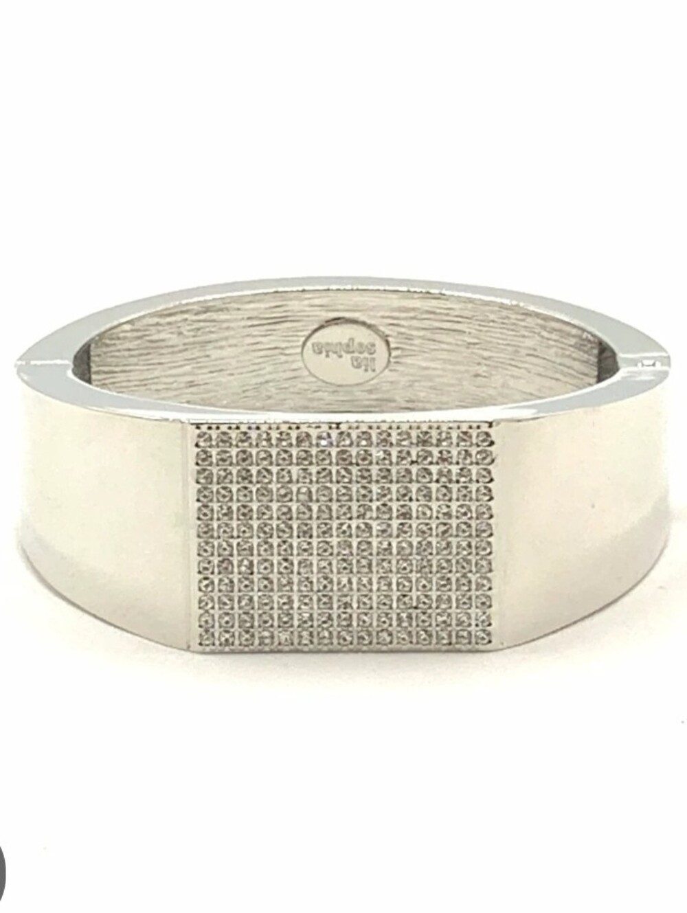 Lia Sophia Silver Women's Statement Bangle Bracelet with Pavé Detail